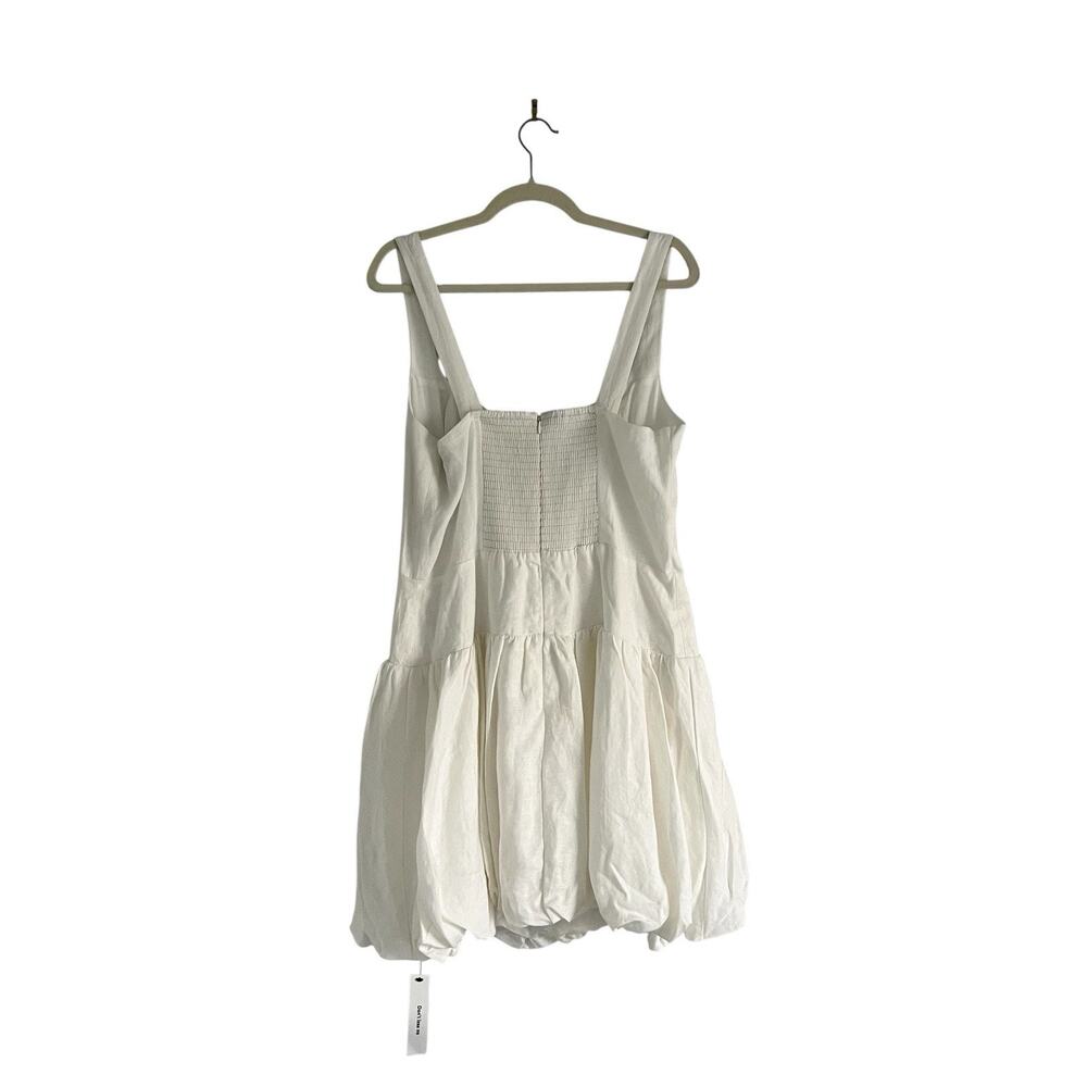 Reformation Delia Linen Dress Bubble Skirt Drop Waist White Size 12 Coastal Chic - Picture 4 of 10